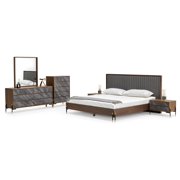 Limari Home Metcalf Mid-Century Veneer and MDF Wood Bedroom Chest in Gray/Walnut