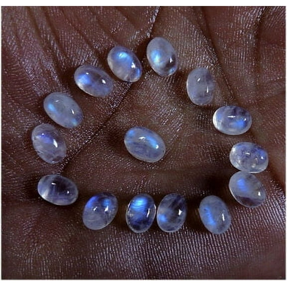 17.70Cts Natural White Rainbow Moonstone Oval Cabochon 15pcs Gemstone Lot