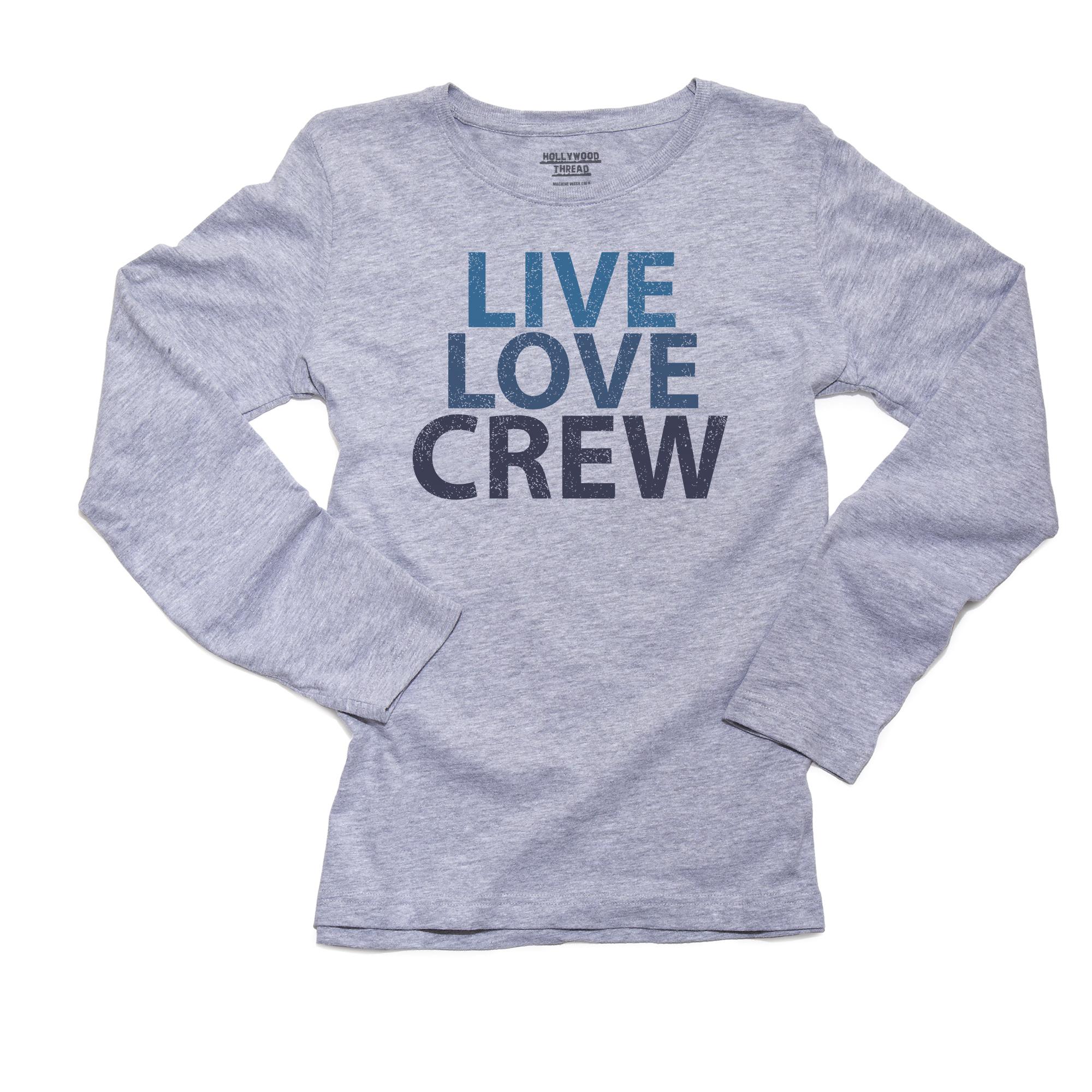 Awesome Live Love Crew Rowing Large Graphic Womens Long Sleeve Grey T-Shirt