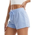 thumbnail image 3 of Shorts cortos de verano para mujer, elegantes, de color liso, con cintura elástica y cordón ajustable, ideales para la playa y uso diario., 3 of 8