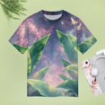 thumbnail image 5 of Palm Print T-Shirt O Neck Retro Print Big Size T-Shirts Short Sleeve Tees Womens Pretty Design, 5 of 5