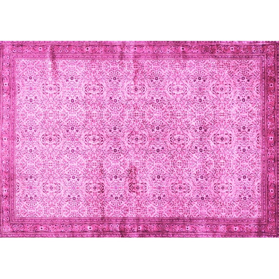 Ahgly Company Indoor Rectangle Oriental Pink Traditional Area Rugs, 8' x 12'