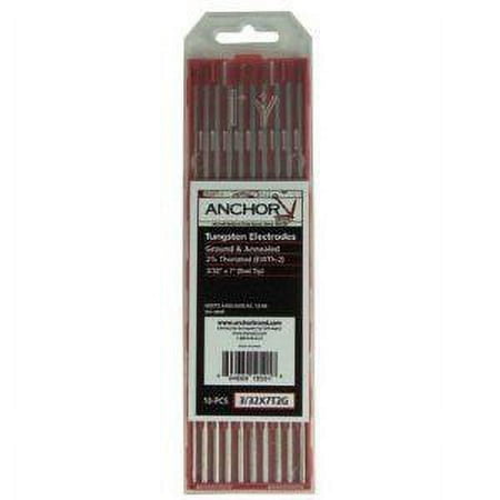 Anchor Tungsten - 3/16" x 7" 2% Ground Tungsten Red, Pack of (5)