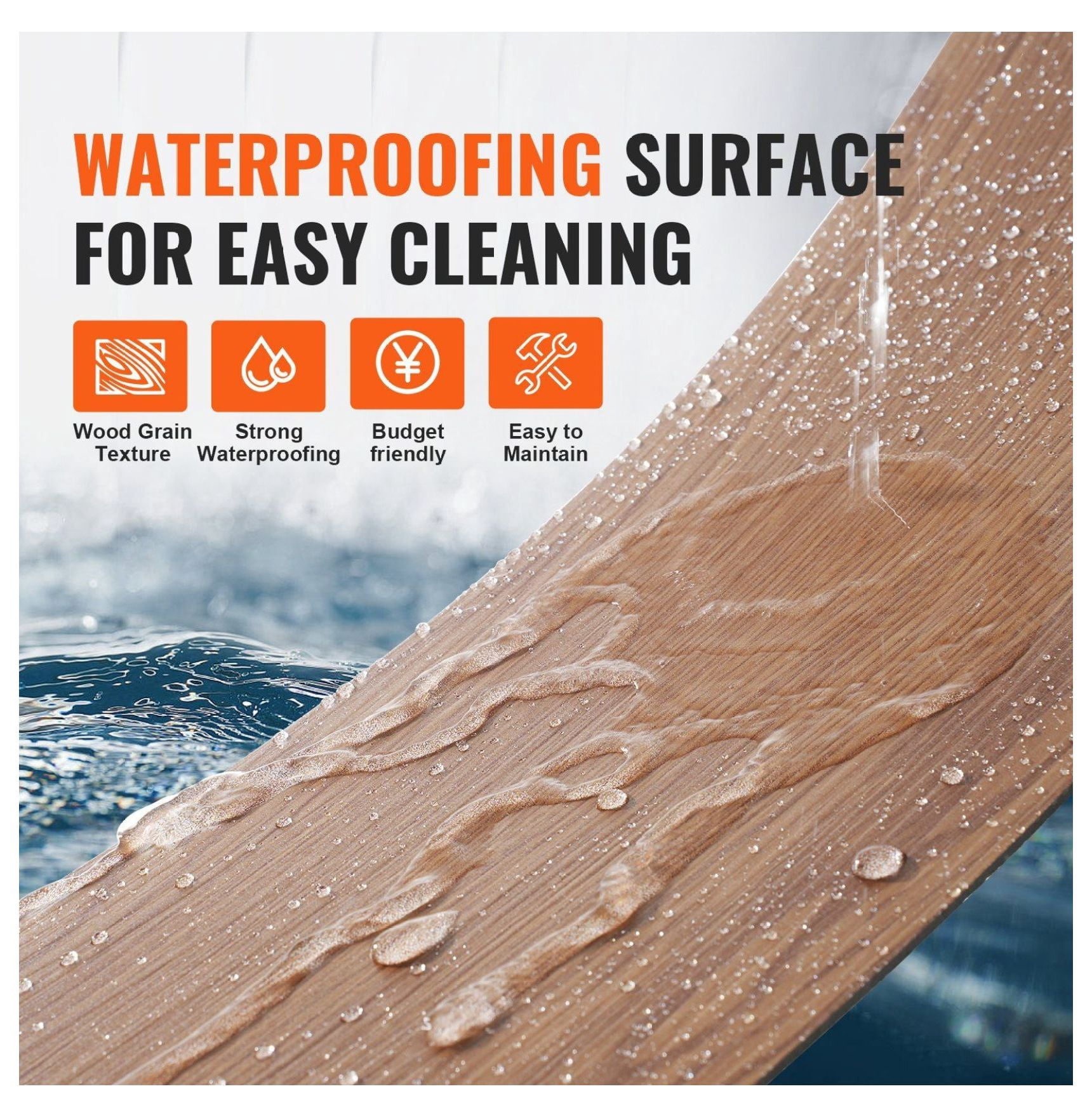 Peel and Stick Vinyl Floor Tiles 36x6 inch, 36 Pack Wood Grain Flooring