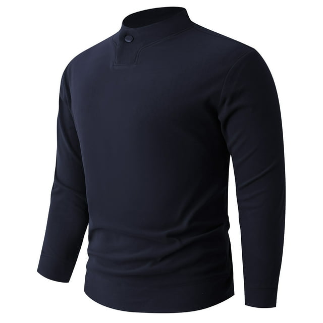 pstuiky camisetas de manga larga para hombre, Suéter informal y cálido de color sólido con cuello redondo y manga larga para hombre, con base de terciopelo alemán. Tops de hombre xl