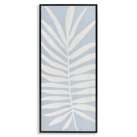 Stupell Industries Modern Leaf Silhouette on Sky Blue Black Framed Giclee Art, 10 x 24, by Natalie Carpentieri