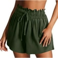 thumbnail image 1 of FNFYFH Clearance Womens Training Loose Fit Solid Color Summer Gym Shorts Lightweight Exercise Shorts，Army Green, 1 of 6