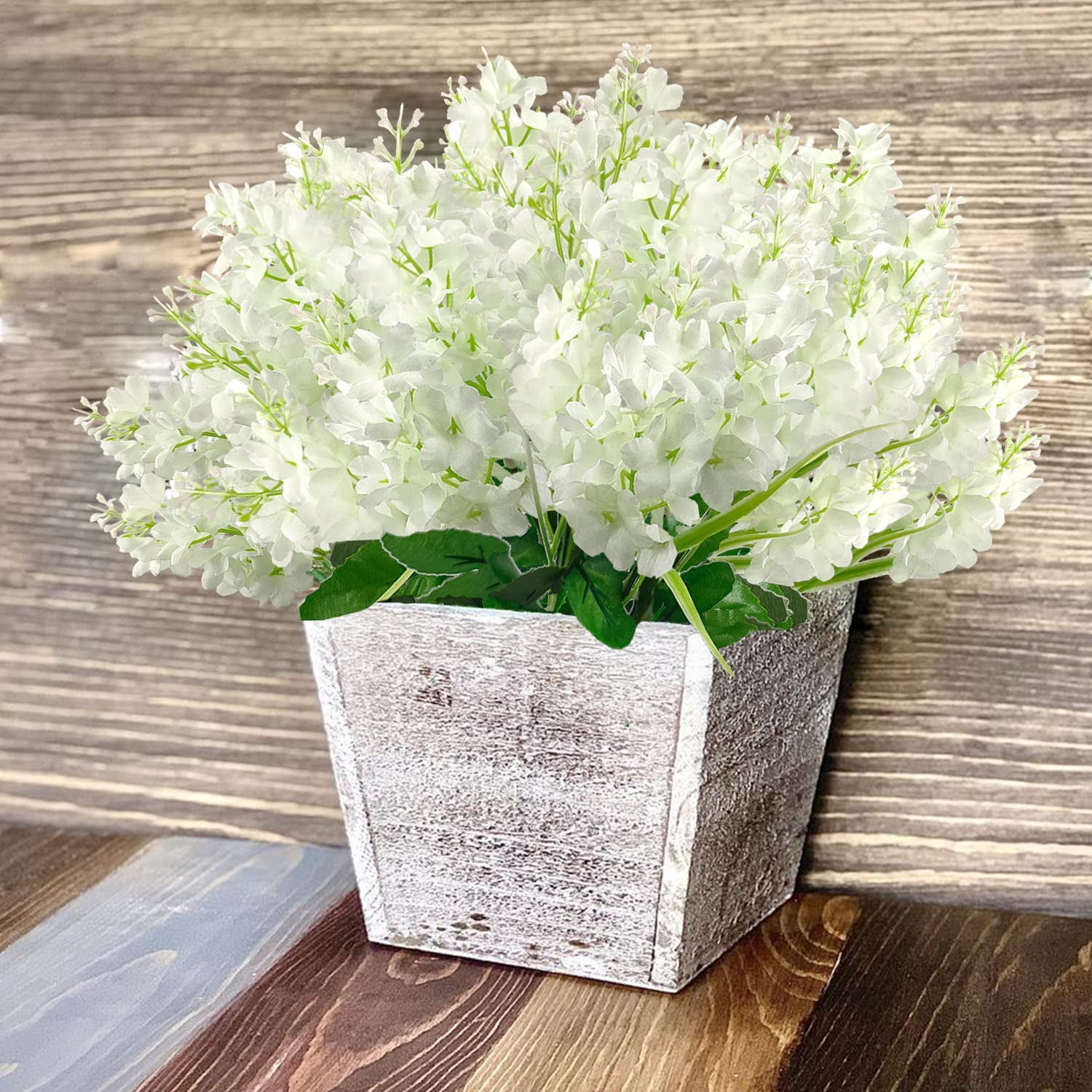 24 Pcs Artificial Wisteria Flowers for Outdoor 13.8'' Faux Hyacinth Flowers for Home Porch Decoration Fake Silk Floral for Wedding Spring Garden Fence Porch Outsides Decor, White