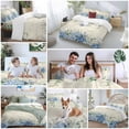 thumbnail image 5 of Queen 4 Piece Bedding Set Green Eucalyptus Leaves Blue Hydrangea Flower Soft Breathable Duvet Cover and Pillowcase,Retro Letter Duvet Cover Set Washable Bed Sheets for Bedroom Dormitory Guest Room, 5 of 9