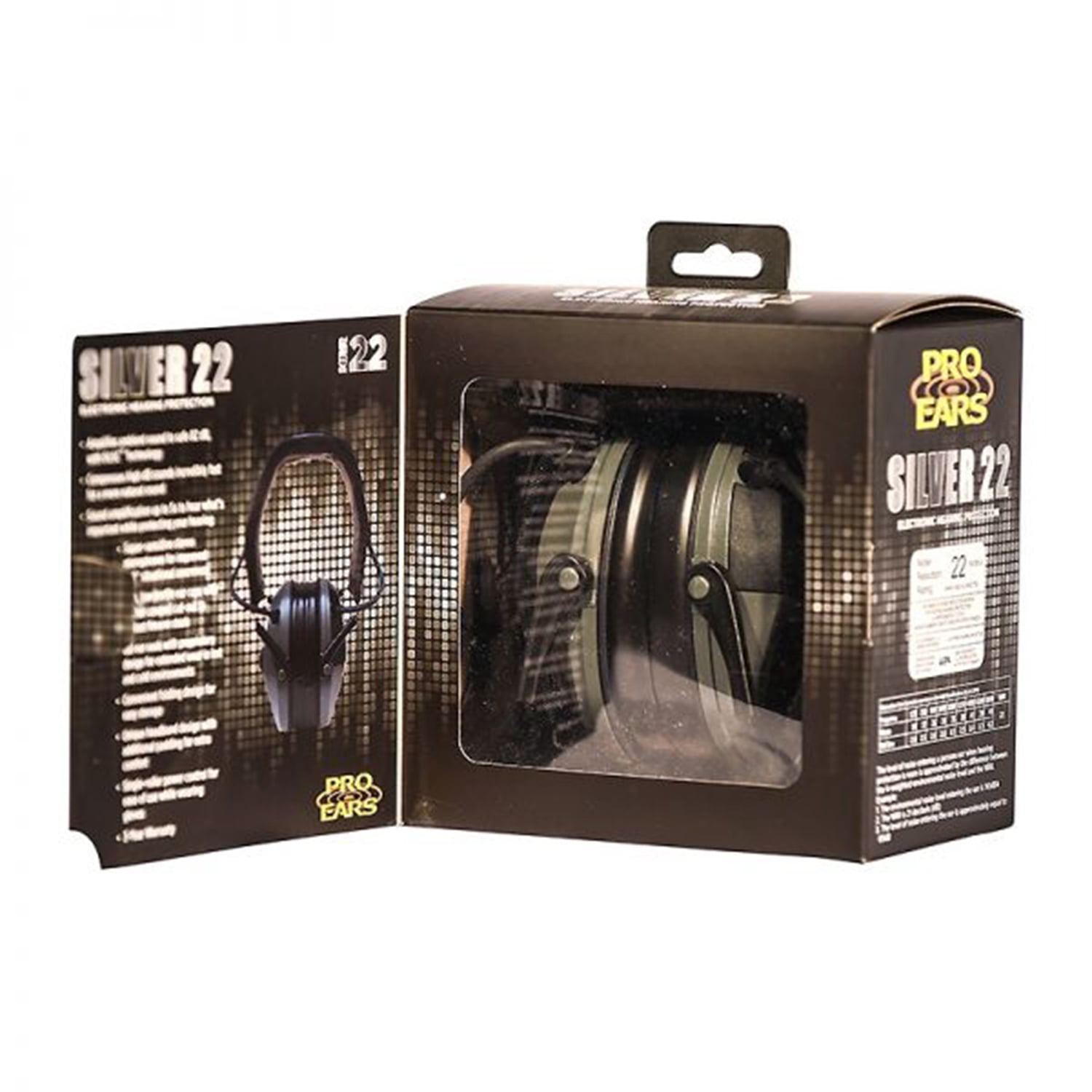 Pro Ears Silver 22 Electronic Ear Muffs, 22 dB NRR Hearing Protection, Low Profile, Gray