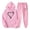 #357-Pink, variant on Women's Hoodie and Sweatpants Set with Love Print, Long Sleeve Pullover Hooded Outfit for Autumn Winter, Comfortable Casual Loungewear for Daily Wear and Valentine's Day