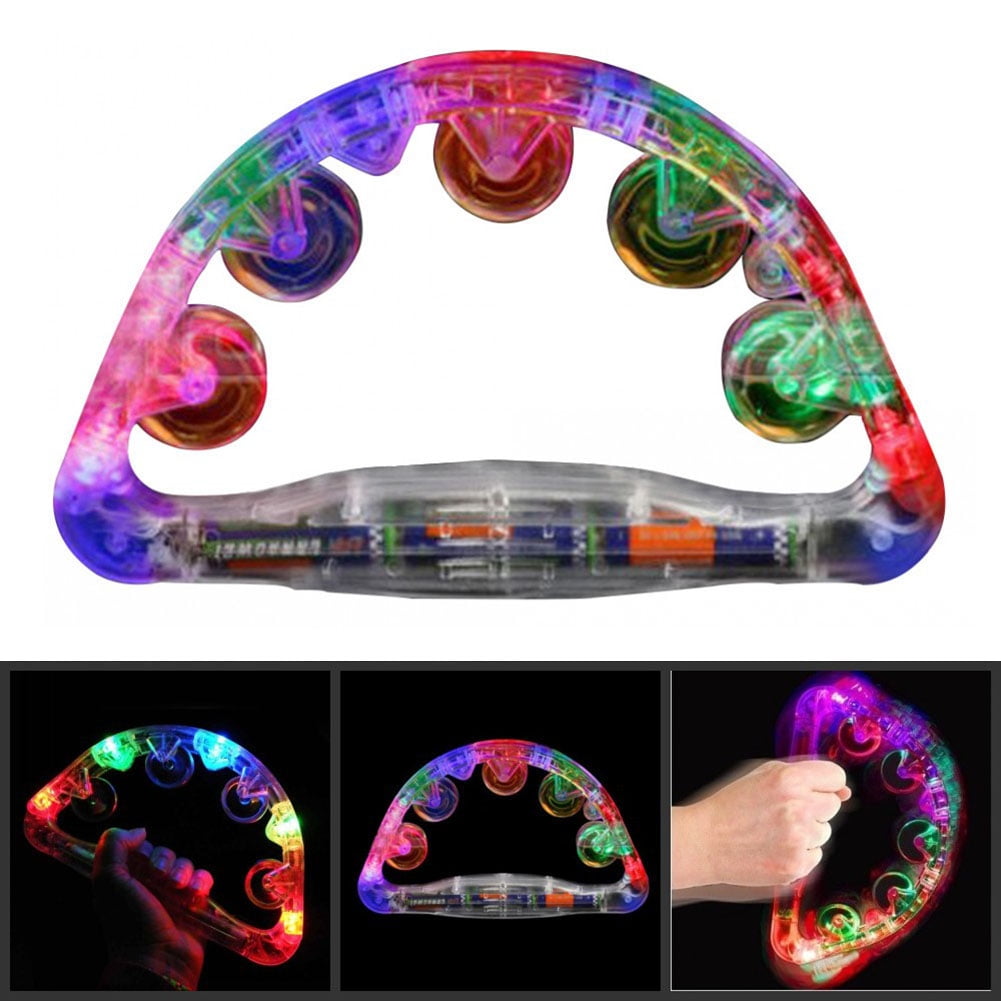 12 x LED Flashing Light-Up Tambourine Pandelela Party Dance Music Night Events 