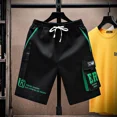 thumbnail image 5 of Pantalones cortos cargo para hombre, bermudas, pantalones cortos para hombre con bolsillos, cordón ajustable, pantalones cortos desgastados, cintura elástica elástica cómoda para hombre, 5 of 5