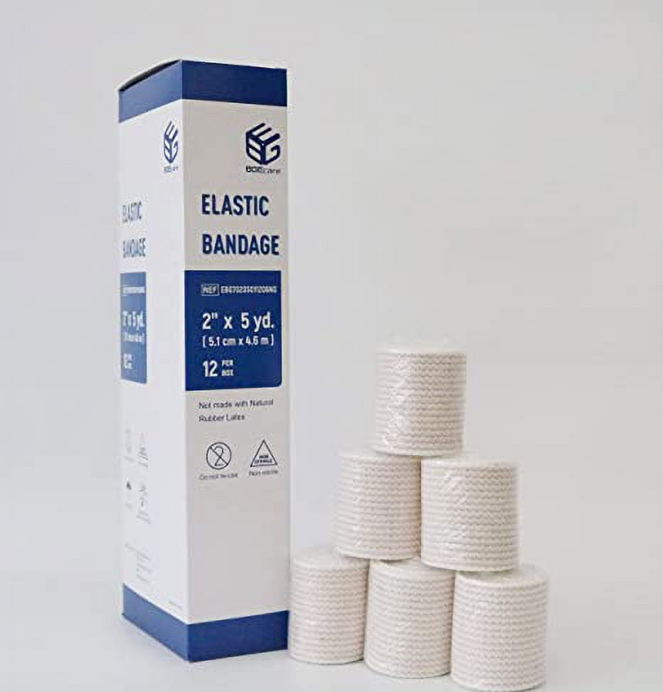 BGEcare Elastic Bandage with Self-Closure, 2in X 5 Yards, Pack of 12, Latex Free, 6 Boxes. case of 72