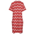 thumbnail image 4 of Red and White Coastal Wave Pattern Loose Pocket Dress Dress woman Cocktail of dresses dress women elegant luxury, 4 of 6