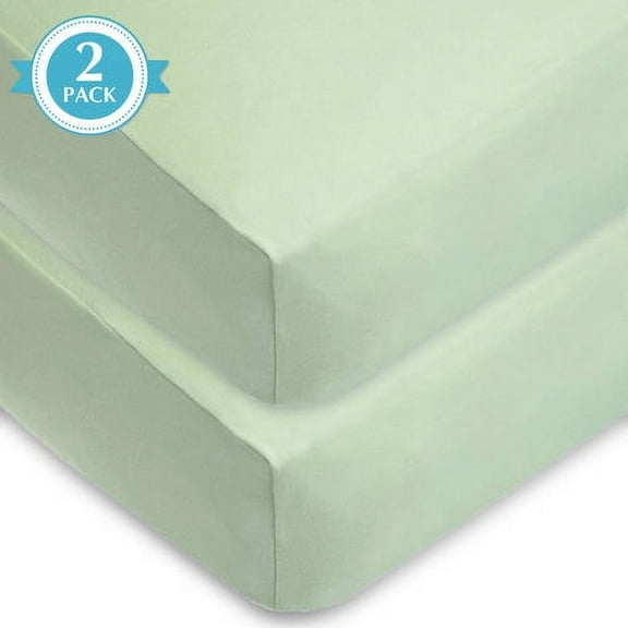 American Baby Company 2 Pack Fitted Crib Sheets 28" x 52", Soft Breathable Neutral 100% Cotton Jersey Sheet, Celery, for Boys and Girls, Fits Crib and Toddler Bed mattresses