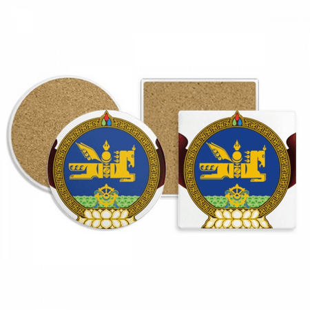 

Mongolia National Emblem Country Symbol Coaster Cup Mug Holder Absorbent Stone Cork Base Set