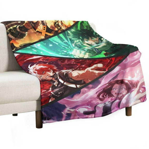 My Hero Blanket Academia Flannel Throw Blankets Soft Pile Cozy Plush Throw Blanket for All Seasons, 3D Printed Warm Blanket for Sofa Beds Home Decor