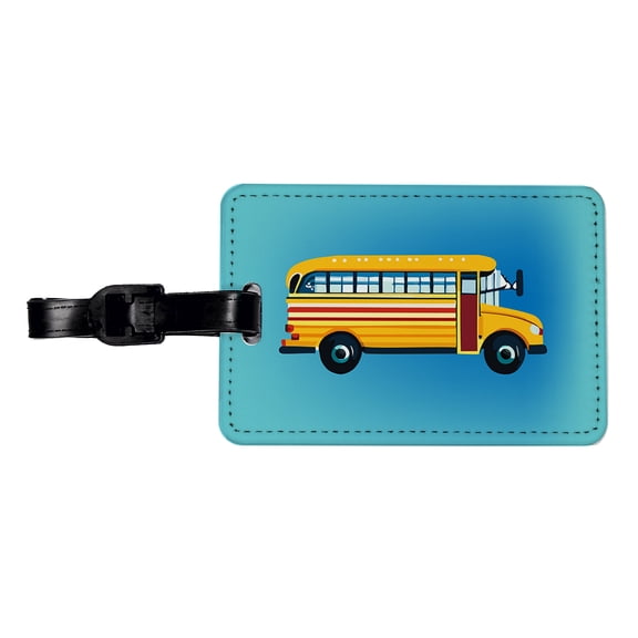 School Bus Faux Leather Travel Luggage Tag