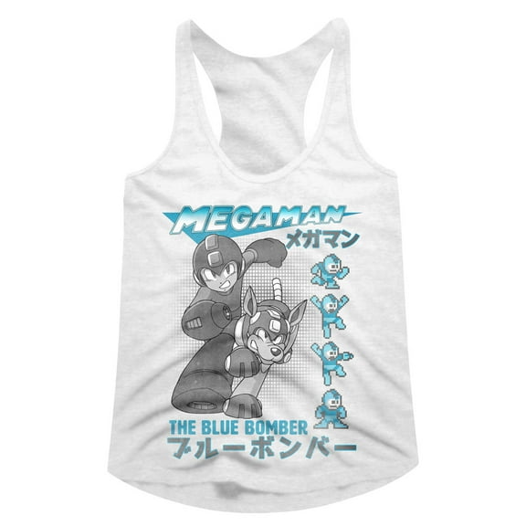 Mega Man Blue Bomber White Women's Racerback Tank Top