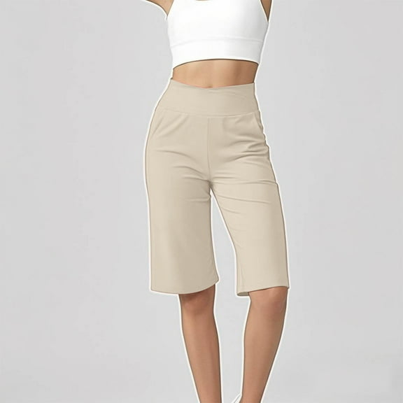 BinBiL Women Oversized Drying Tight Elastic Comfortable Fitness Pants Yoga Pants Khaki-C XL(XL)