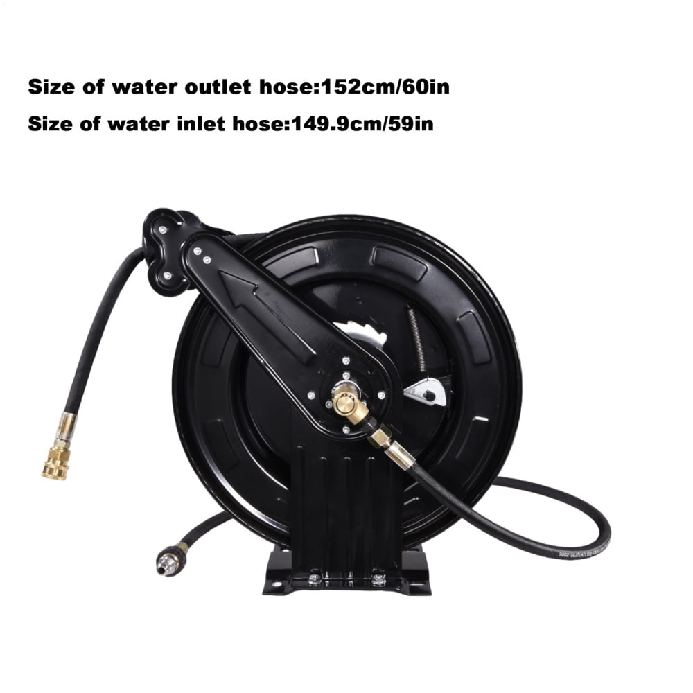 Kalkiam Pressure Washer Hose Reel 3/8inch X 50 FT Heavy Duty Hose Reel Auto-Retractable 4000 PSI Steel ArmHose Reel For Easy Watering Of Garden Or Yard