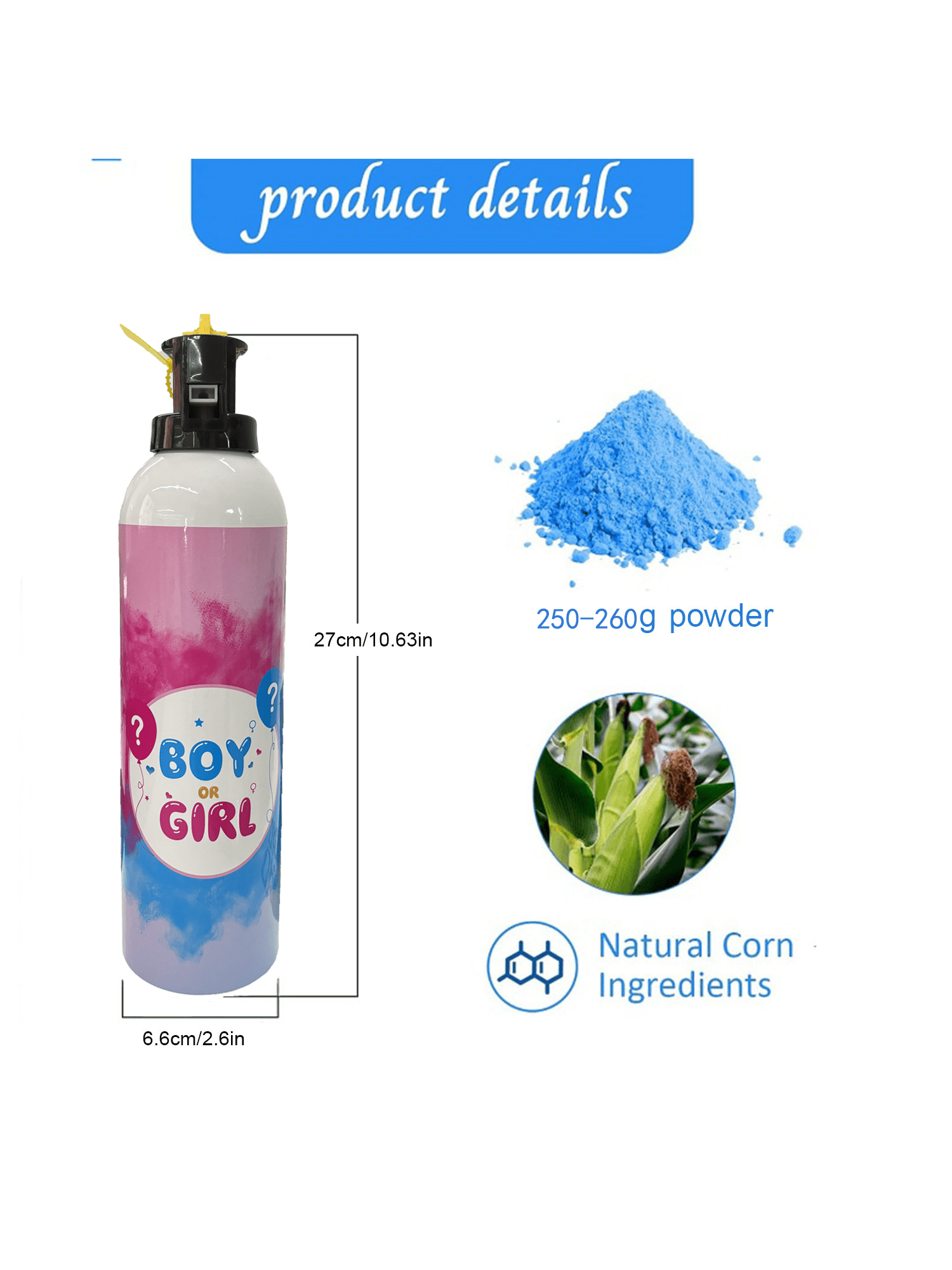 Microplushshop Gender Reveal Fire Extinguisher 2 Packs, 100% Biodegradable, Blue