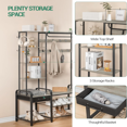 Hall Tree Coat Rack with 3Tier Storage Bench and 1 Drawer 5in1