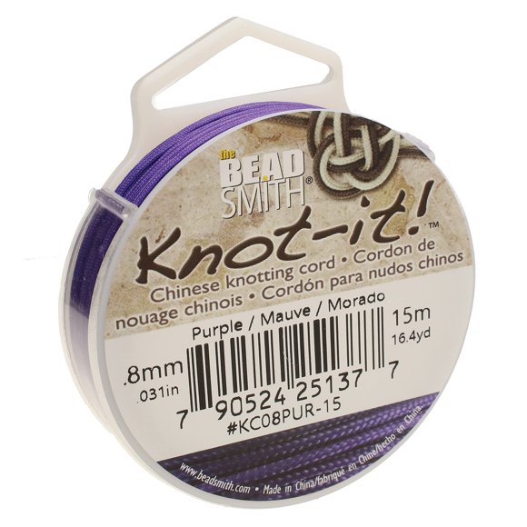 The Beadsmith Cordon en Nylon Knot-it - Cordon de Nœud Chinois, Couleur Violette, Diamètre 0.8 mm, Bobine de 15 Mètres