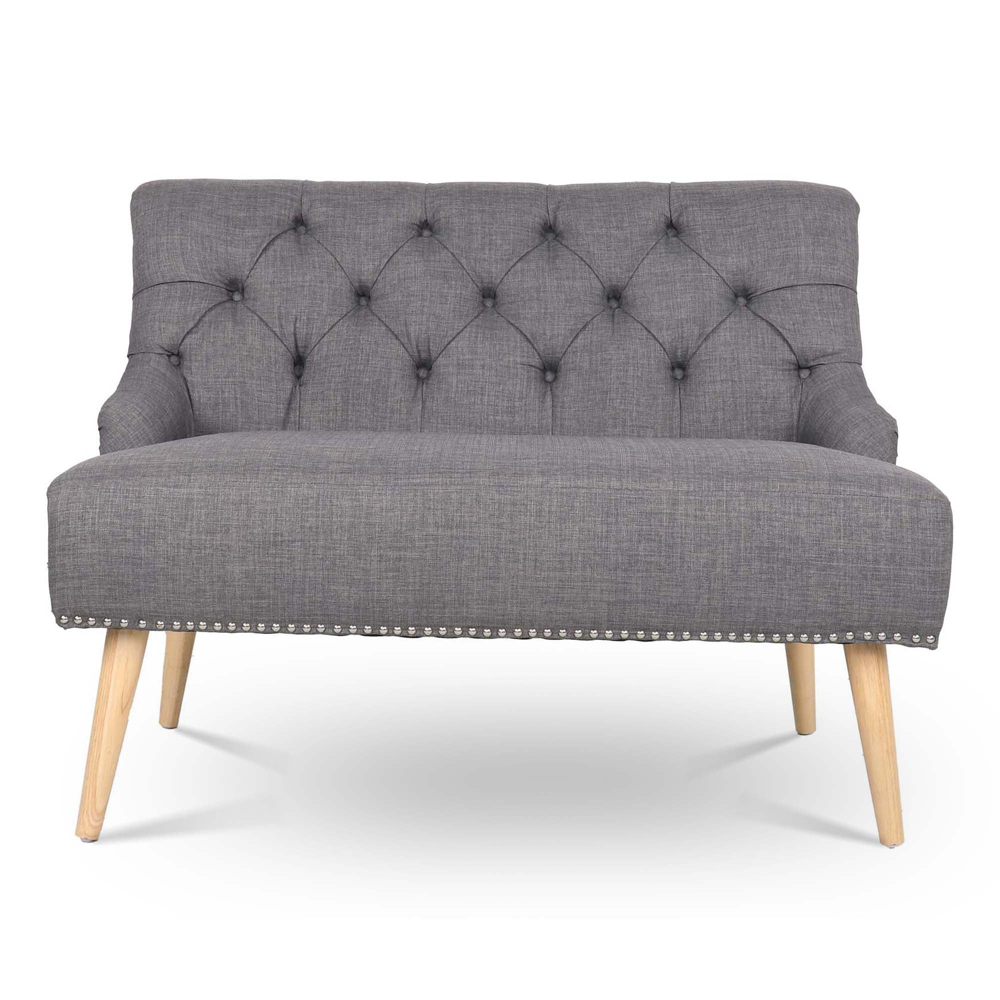 Kadyn 35'' Armless Loveseat Sofa, 2-seat Love Fabric Sofa for Living Room, Mid-Century Upholstered Fabric Double Sofa with Birch Leg, Grey Kadyn 35'' Armless Loveseat Sofa, 2-seat Love Fabric Sofa for Living Room, Mid-Century Upholstered Fabric Double Sofa with Birch Leg, Grey