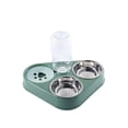 thumbnail image 1 of Cuenco doble elevado para gatos y perros, cuenco para gatos, cuenco para mascotas 3 en 1 con almacenamiento automático de agua (verde), 1 of 3