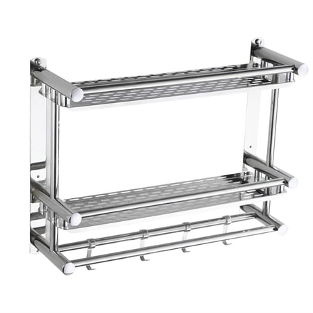 MLMLH Stainless Towel Rack Strong Load-Bearing Towels Storage Holder for Bathroom (60cm Double Layer)
