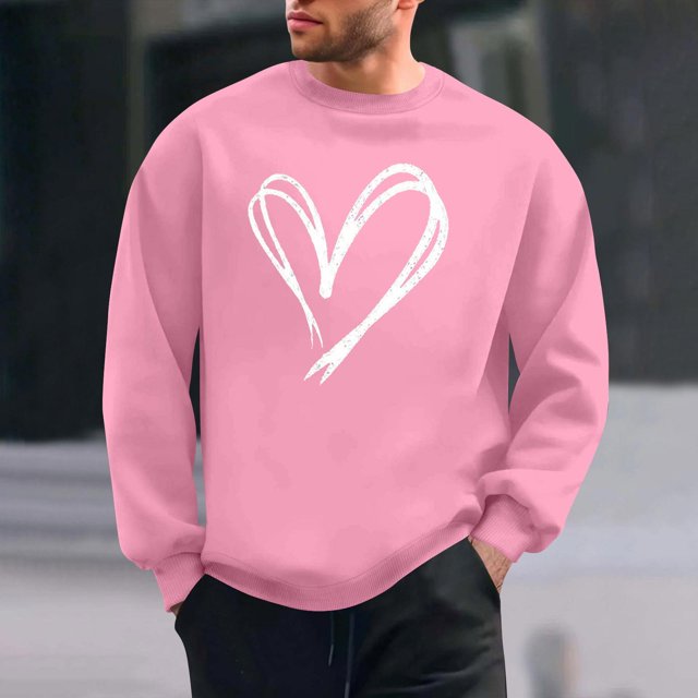 Amzcrzy Sudadera Para Hombre, Con Estampado De Corazones, Informal, De Manga Larga Y Cuello Redondo, Con Capucha, Color Rosa, 3Xl