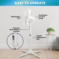 thumbnail image 4 of Ventilador de pedestal oscilante EZ-CHILL de 16", opciones de 3 velocidades, cabezal oscilante de 90 grados, altura e inclinación ajustables, potente flujo de aire, negro, MTFS-16B-BLK, 4 of 5