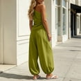thumbnail image 5 of Tqcoqu Two Piece Sets For Women Casual Sleeveless One Shoulder Ribbed Wide Leg Rompers With Pockets Summer Outfits,Green,Women's S-XXXL, 5 of 6