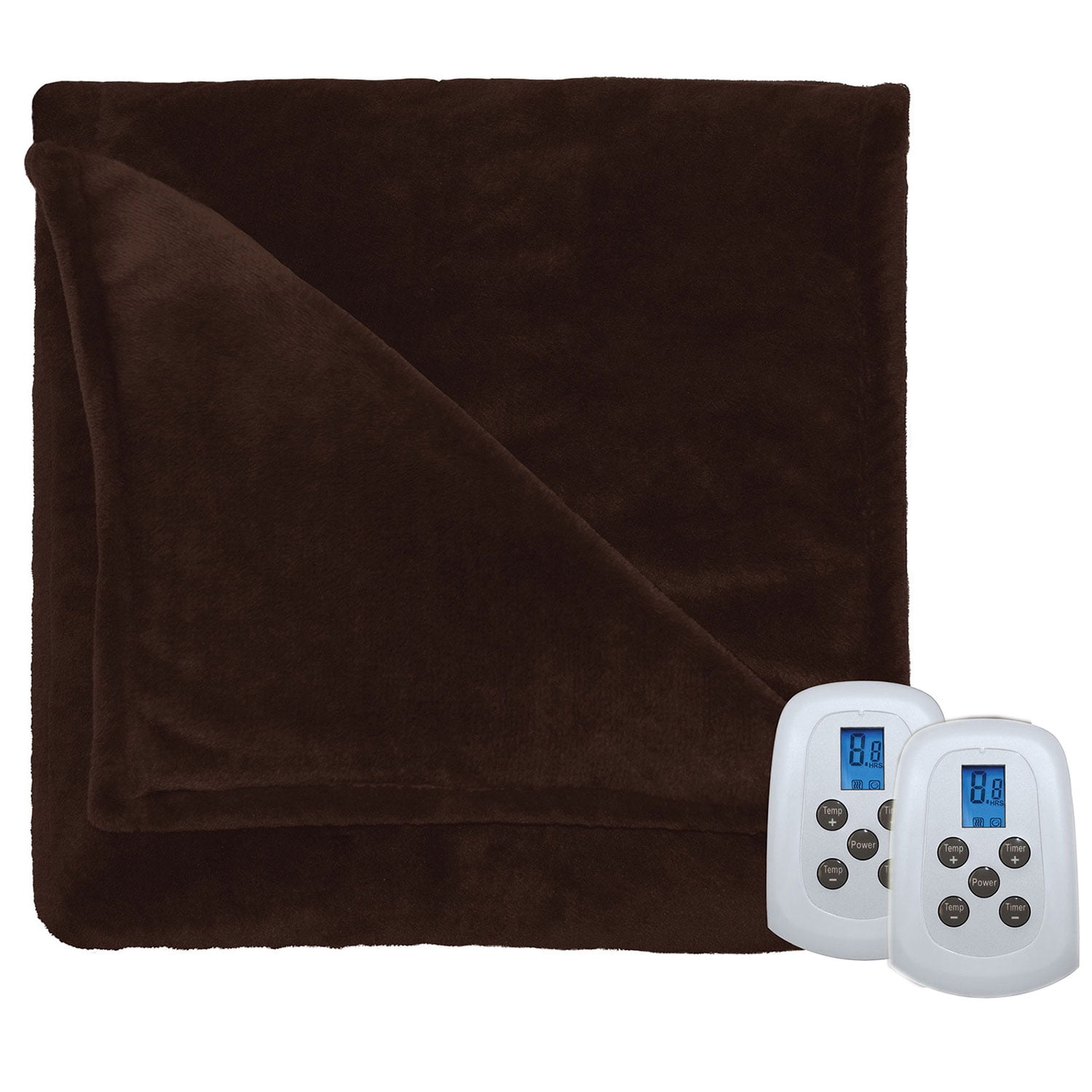 Serta Chocolate Twin Brushed Fleece Heated Electric Blanket with Programmable Digital Controller