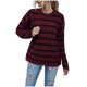 thumbnail image 1 of Suéter de punto a rayas para mujer Suéter de manga larga informal Suéter de cuello redondo Pompotops hdfakjf11057, 1 of 7
