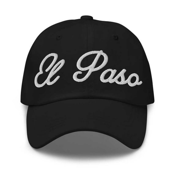 El Paso Baseball Cap El Paso Dad Hat Bold Script Texas TX Hat Embroidered Souvenir Gift Black