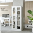 thumbnail image 3 of Fesbos 5-Tier Curio Cabinet with Tempered Glass Doors & 4 Adjustable Shelves, 67"H Tall Metal Display Bookcase with Lock, White, 3 of 10