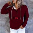 thumbnail image 2 of Jinhomg Women's Fall Sweatshirt Cute Heart Print Drawstring Hoodies Casual Comfy Thin Fleece Button Up Pullover Tops with Kangaroo Pocket Sales Today Clearance Red XXL, 2 of 7