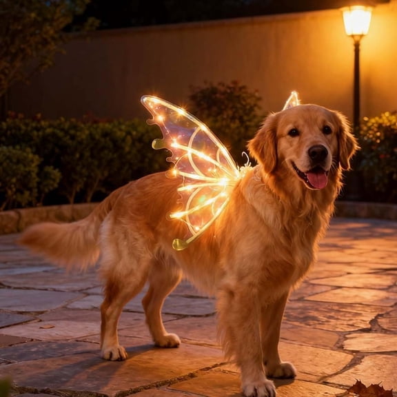 Year of the Horse LED Light Up Fairy Decoration for Dogs Glowing Pet Decoration for Medium Large Dogs Battery Operated Lighted Pet Costume for Easter Holiday Pet Decor Year of the Horse Pet