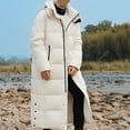 thumbnail image 5 of Timoontee Men's Oversize Long Coats Winter Trendy Thickened Warm Jacket Coat Casual Comfy Hooded Parka Jacket Solid Full Zip Quilted Coats with Zip Pocket White L, 5 of 5