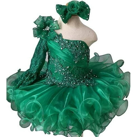 Jenniferwu G086 Infant Toddler Baby Newborn Little Girl's Pageant Party Birthday Dress Emerald Size 9-12M