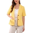 thumbnail image 1 of INSPIRAR CHIC Conjunto de 2 Piezas para Mujeres, Blazer con Solapa y Vestido en Capas, Color Amarillo, 1 of 6