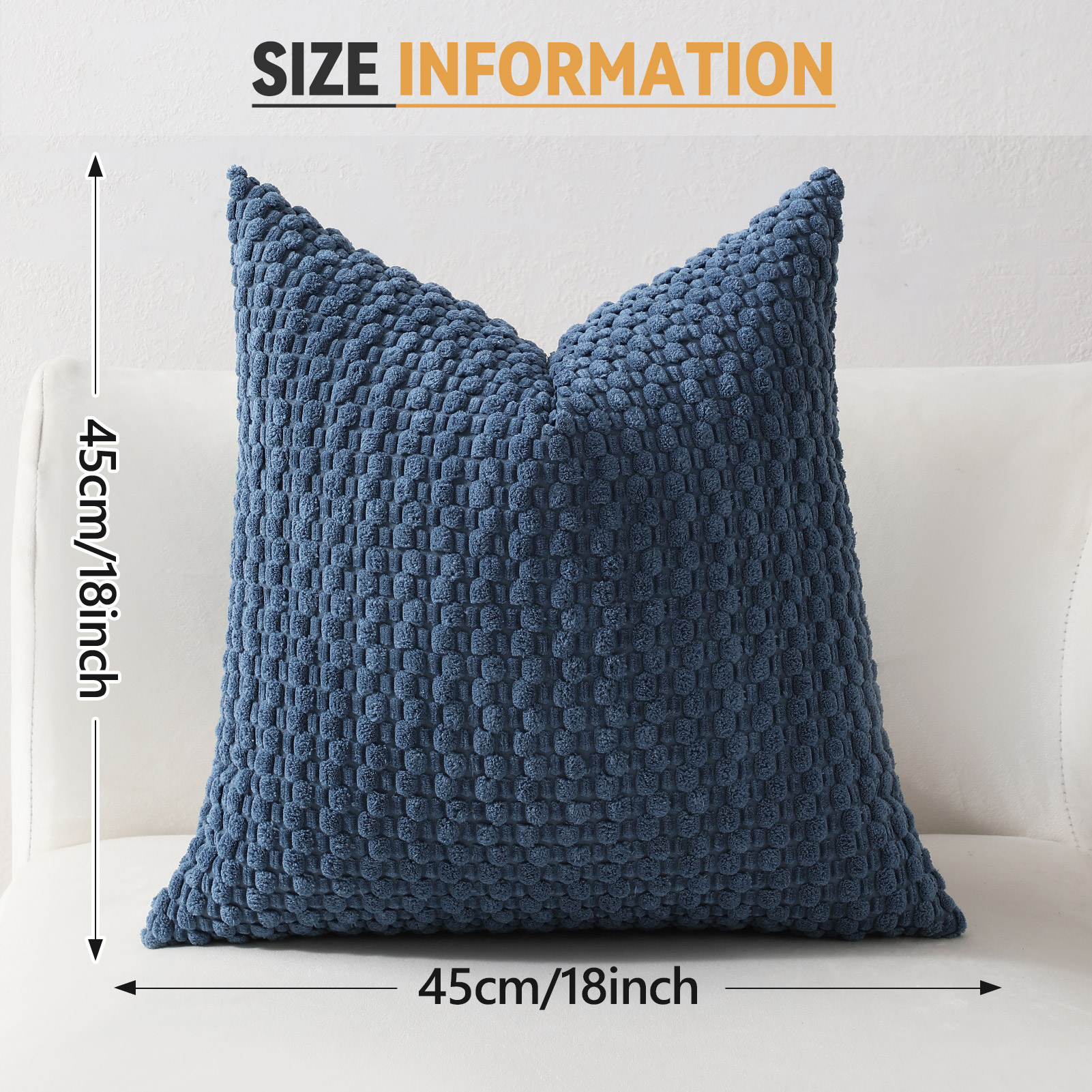 HonorHut Decorative Throw Pillow Covers 18x18 Inch Soft Corduroy Pillowcases Modern Boho Stripe Pillow Covers 4 Piece Set Blue Gray