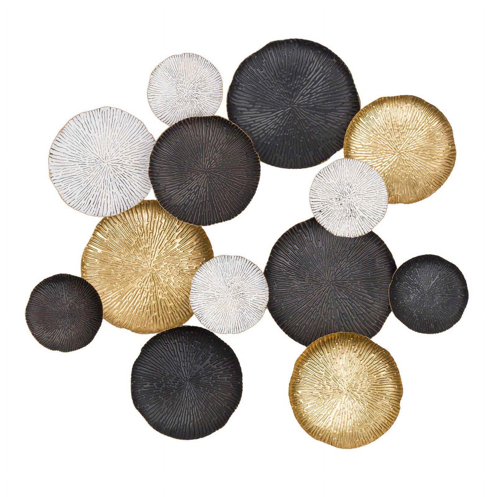 Alexandra Round Black & Gold Abstract Metal Glam Wall Plates