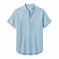 thumbnail image 3 of Tauxra Men's Casual Short Sleeve Shirt with Stand Collar, Breathable Button Up Top for Everyday Wear, 3 of 7