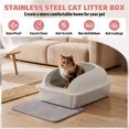 thumbnail image 3 of SHOUFTW 24 Inch Stainless Steel Cat Litter Box with Lid, Extra Large Enclosed Cat Litter Pan, High Wall Anti-Splash Design, Odor Control, Anti-Leakage, Includes Scoop and Mat, Light Grey, 3 of 9