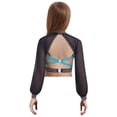 thumbnail image 5 of iixpin Kids Girls Shiny Yoga Sports Workout Modern Ballet Crop Top Rhinestones Jazz Dance Tank Cami Vest Blue Green 12, 5 of 6