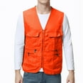 thumbnail image 2 of Wyobmus Mens Fishing Vest Summer Outdoor Work Vest Utility Pockets Lightweight Sleeveless Jackets for Hiking Photo Logging L-4X Orange, 2 of 7